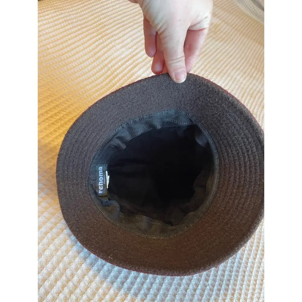 Ramona Paris Purple Burgundy Soft Classic Bucket Hat W/ Fur Pin Detail Glam
